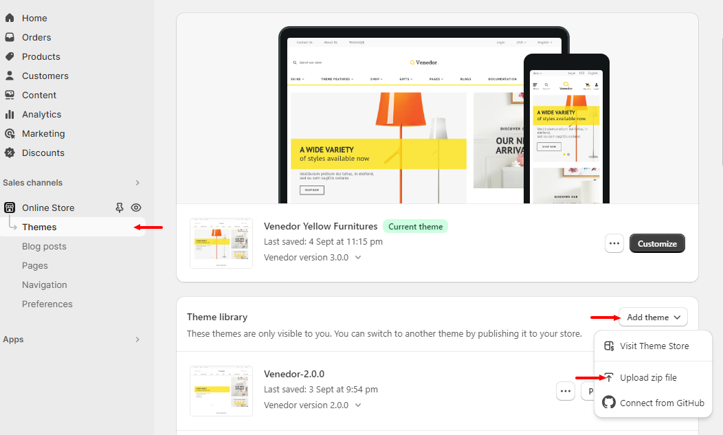 Upload theme