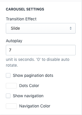 Section Settings - Parallax slider carousel