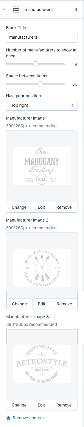 Section Manufacturers Setting - Section with sidebar 1