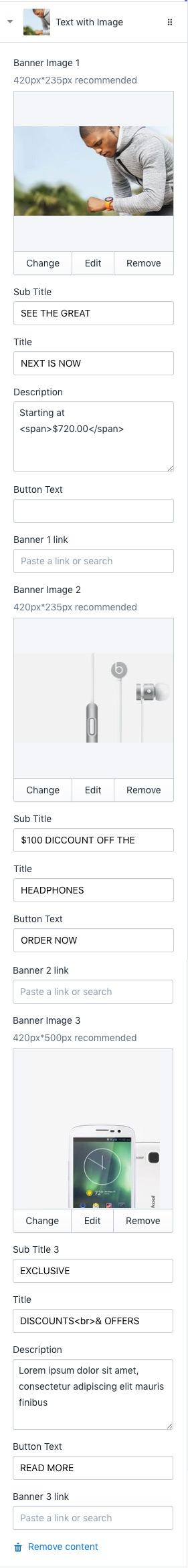 Section Text with image Setting - Section with sidebar 1