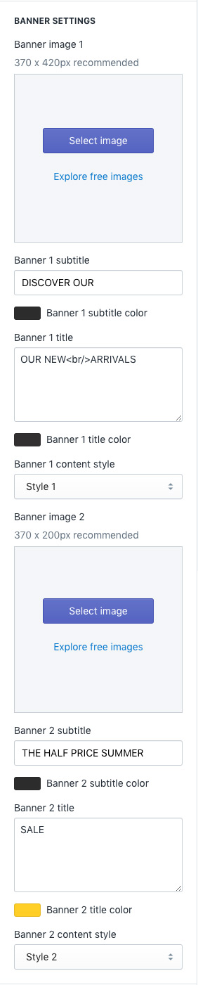 Section Banner Setting - Slideshow with banner