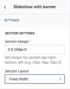 Section General Setting - Slideshow with banner