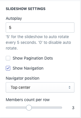 Section Carousel Setting - Team Members