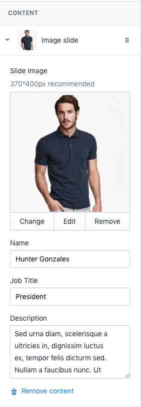 Section Content Setting - Team Members