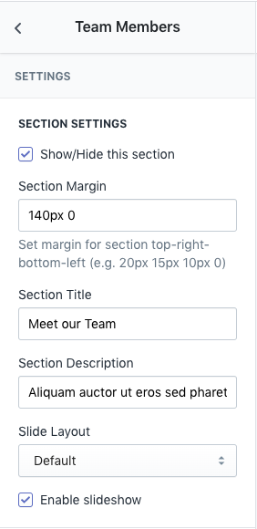 Section General Setting - Team Members