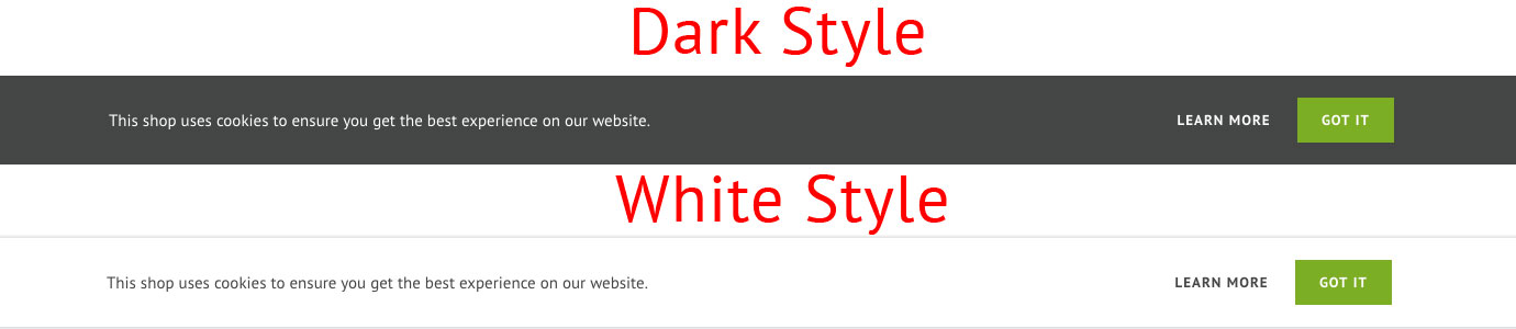 Cookie notification types