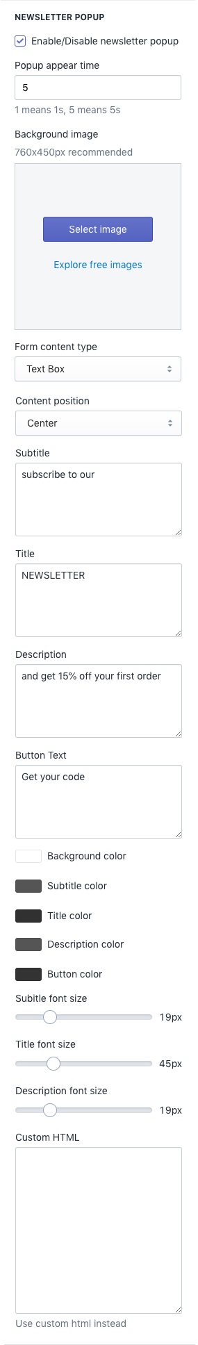 Newsletter configuration