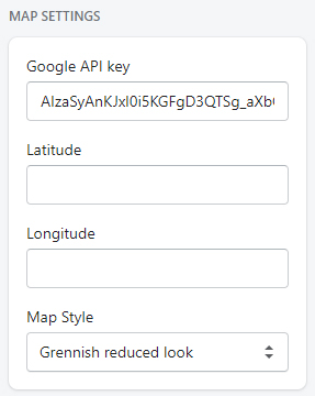 Map settings