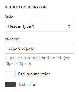 Header configuration