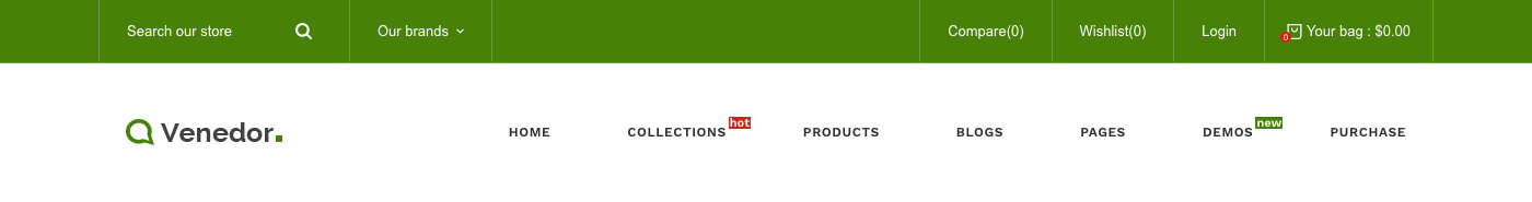 Header Type 1 on Darkgreen Fashion demo