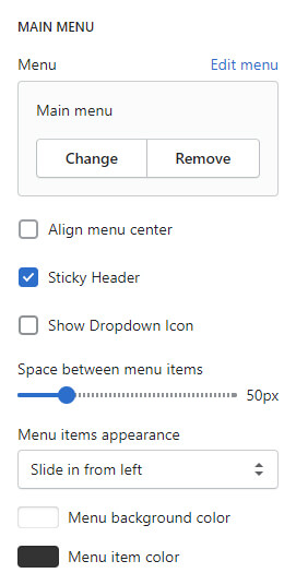 Menu settings