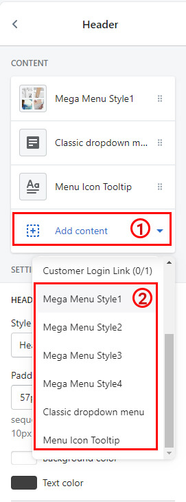 Add mega menu style