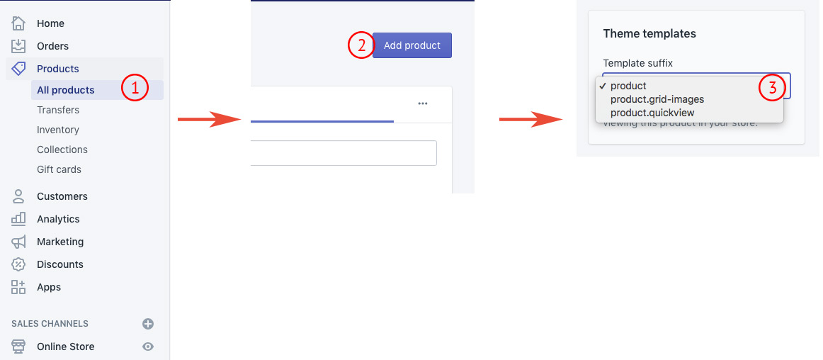 Navigate to product theme settings