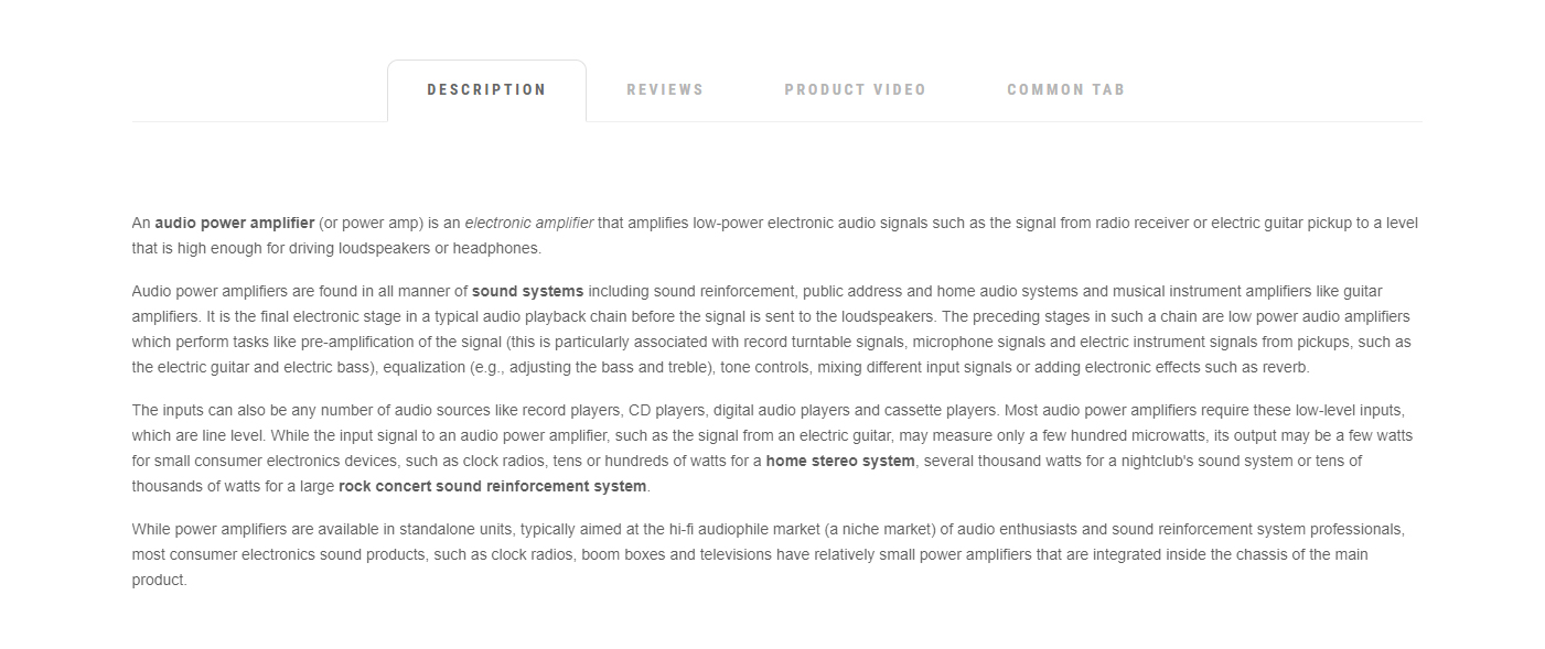 Product details tab - modern style